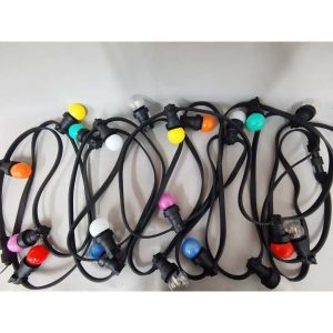 10m ljuskedja, Svart, 10xE27 uttag, 1m