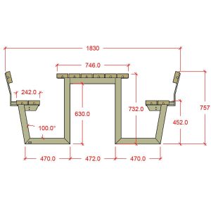 WEGA Bord/bänkset m/2 ryggstöd