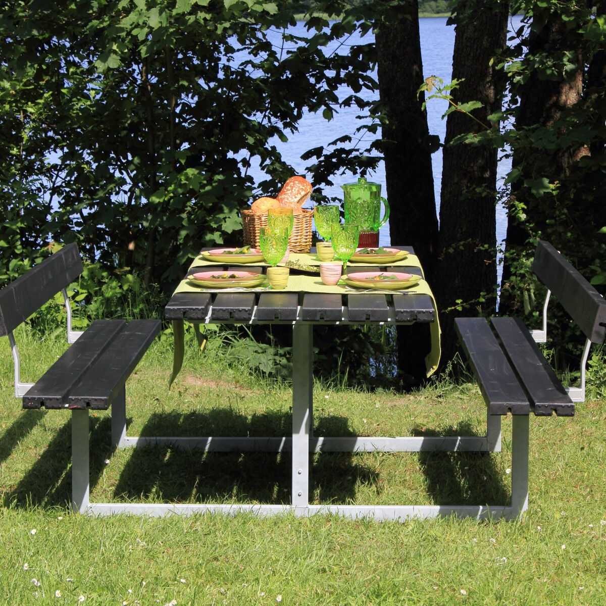 Basic bord/bänk set m/2 ryggstöd