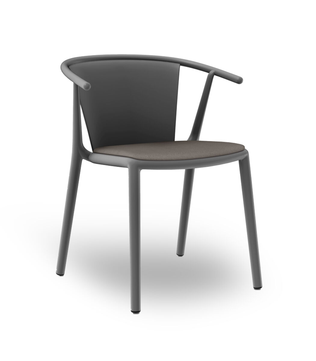 Steely plaststol m. armlæn og Polster