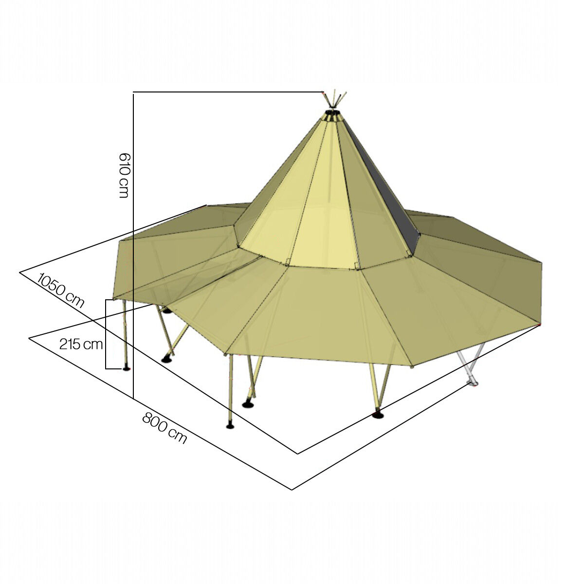 Teepee 8x8m PVC