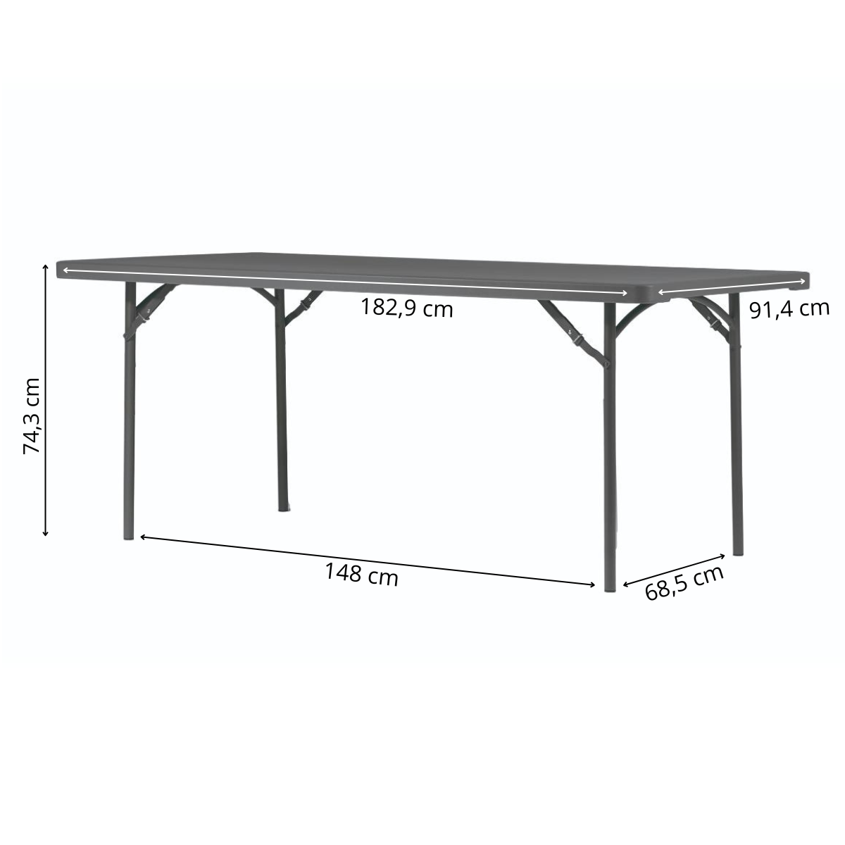 Zown New Classic - fällbord XXL 180x90 cm