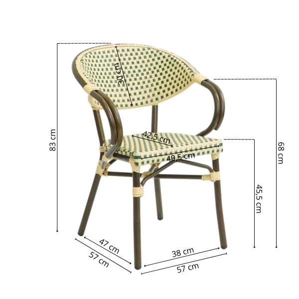 Paris - Caféstol med armstöd - Wicker - Bild 2