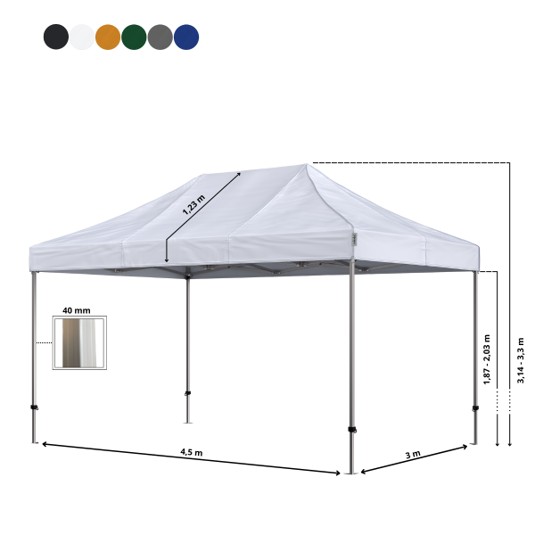 Snabbtält Komplett 3x4,5m Premium Plus