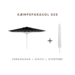 Kæmpeparasol - 5x5m u/frisekant 280gr/m2 Polyester dug