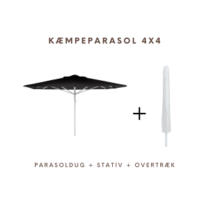 Kämp parasoll 4x4m komplett u/valance - Vitt Stativ