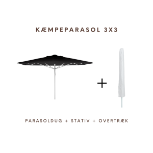 Kæmpeparasol v. 2 - 3x3m u/frisekant 280gr/m2 Polyester dug