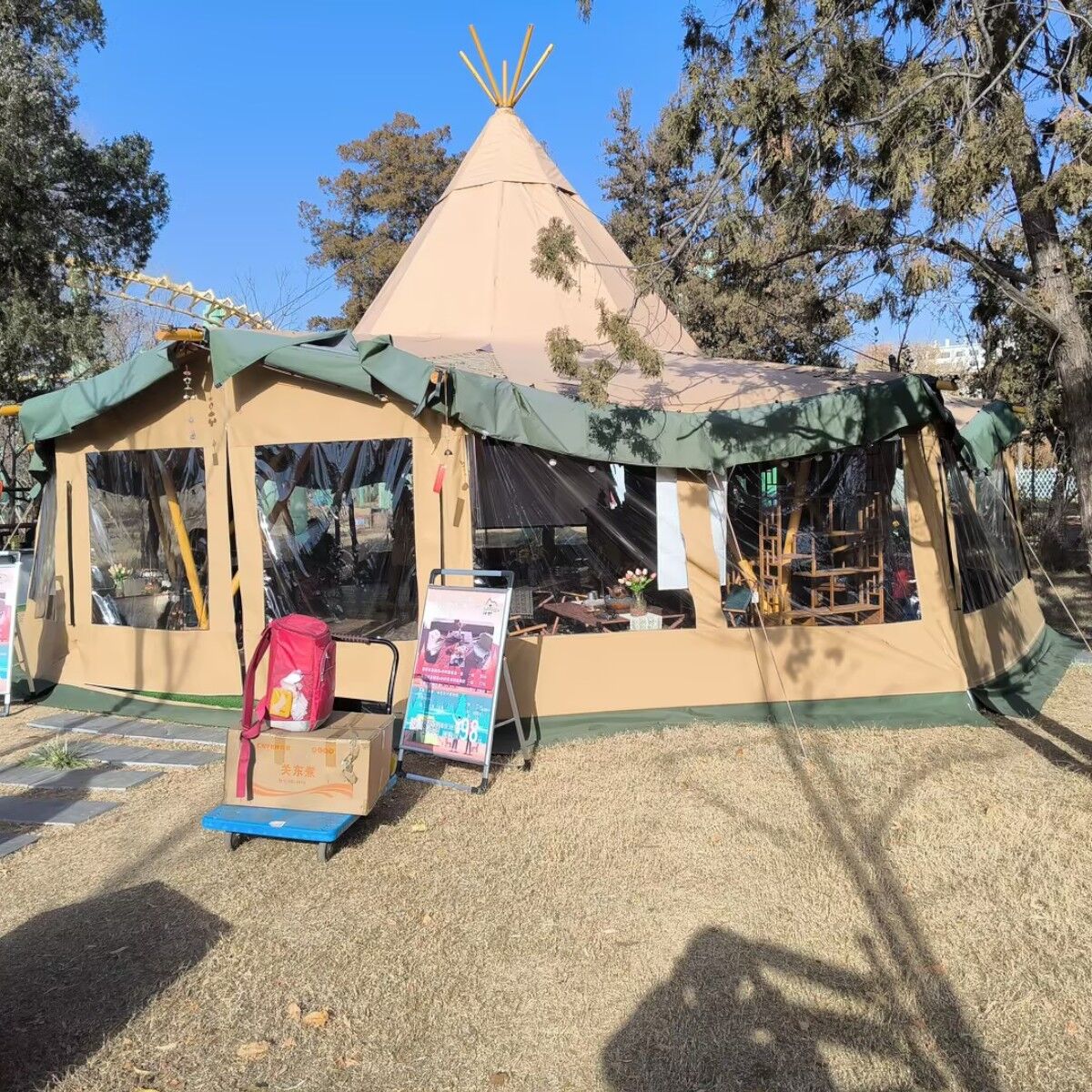 Sider til Teepee 8x8m, transperant m/Canvas kant (Sæt af 3 sider)