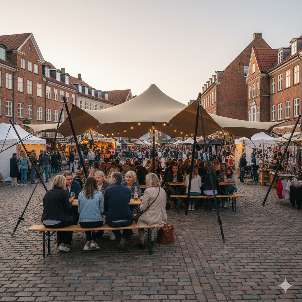 Stretch tent 6x6m - SAND - Komplet