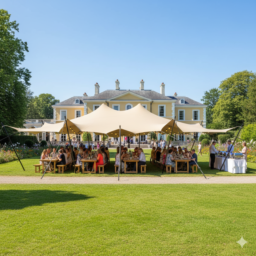 Stretch tent 9x12m - SAND - Komplet