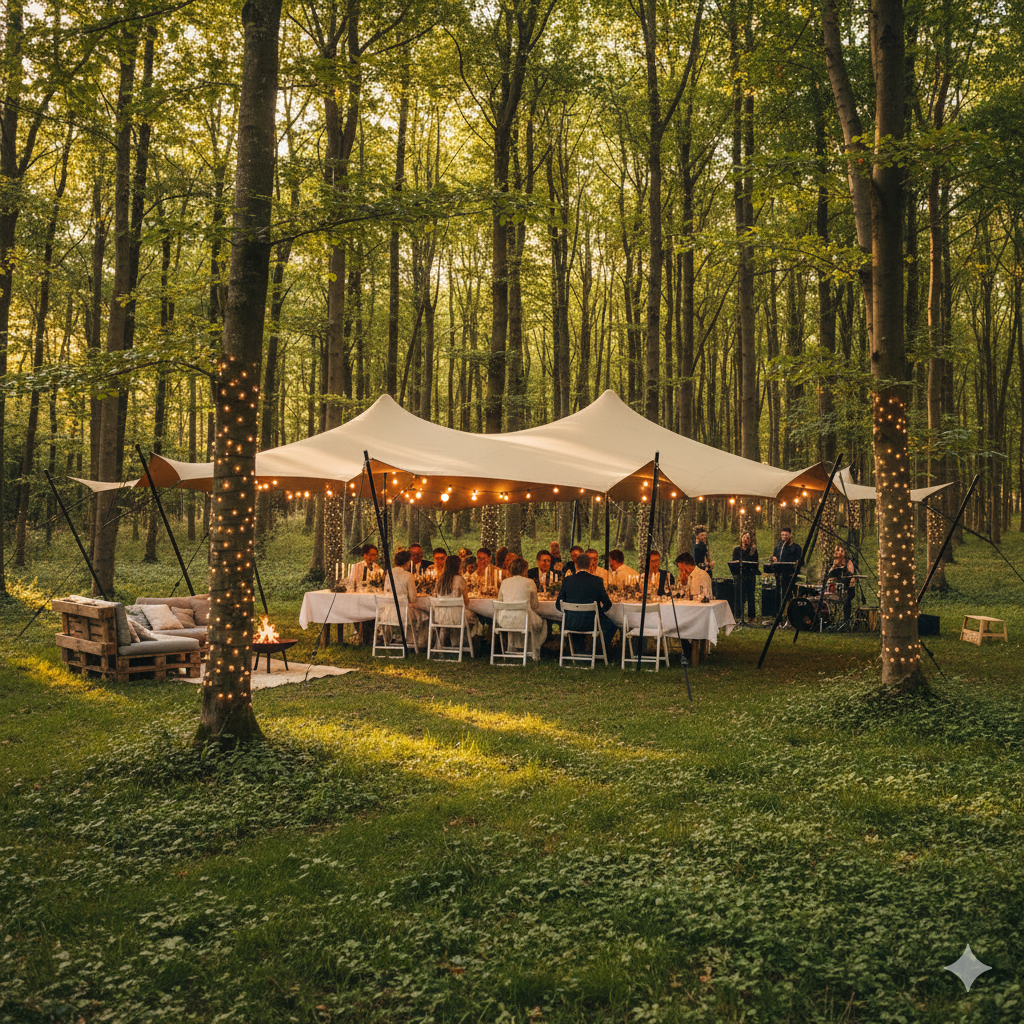 Stretch tent 9x9m - SAND - komplet