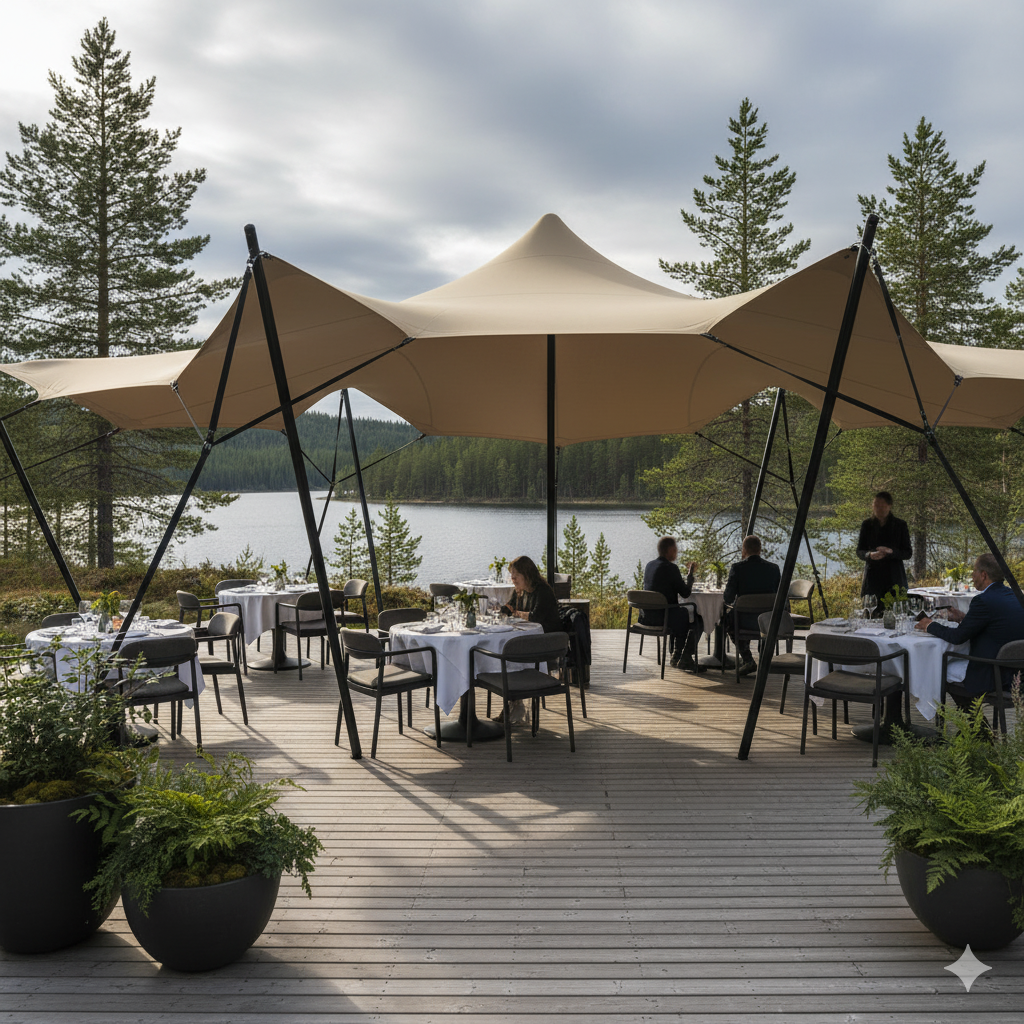 Stretch tent 6x6m - SAND - Komplet