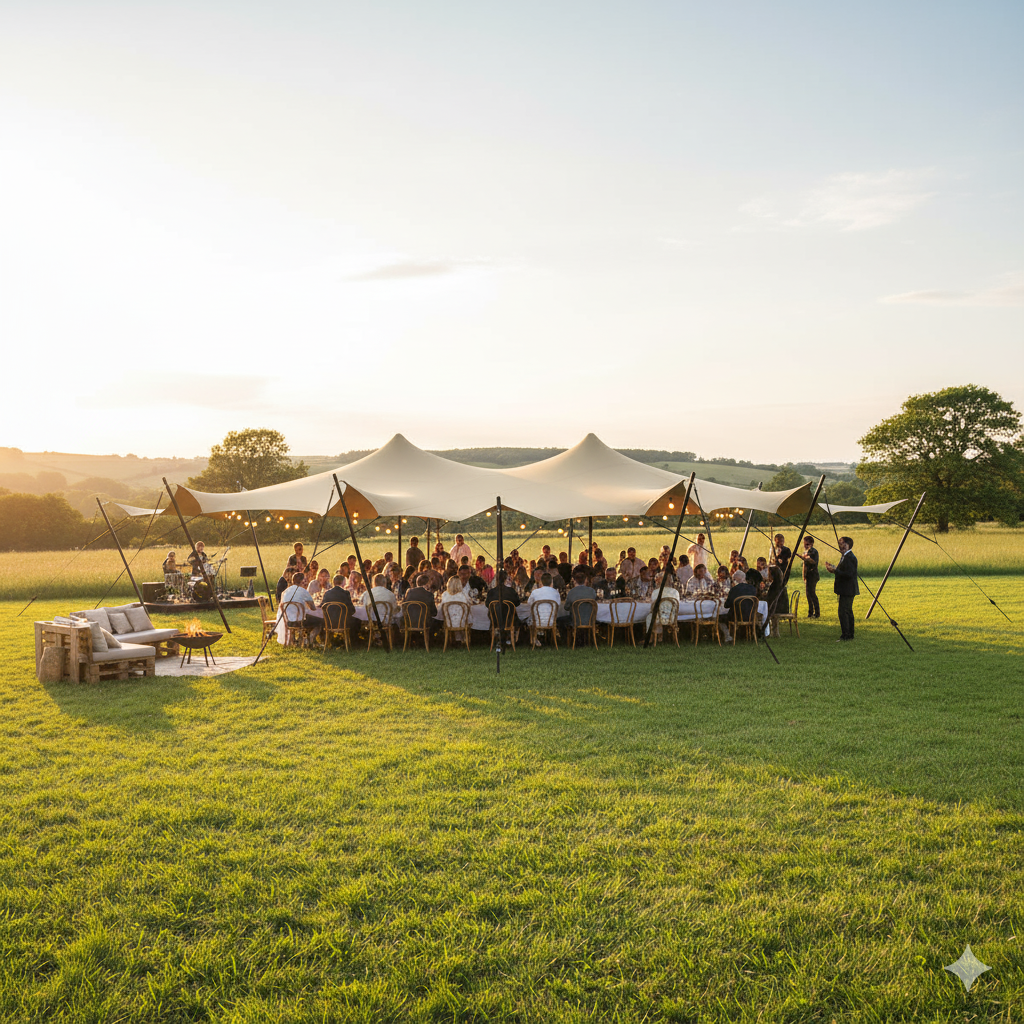 Stretch tent 9x9m - SAND - komplet