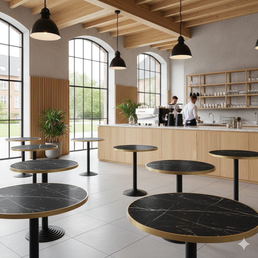 Black Pietro Grigio bordplade rund Lamidur