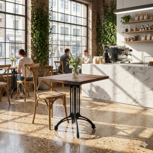 Bordplade massivt birk 38mm, lys valdnødde bejse