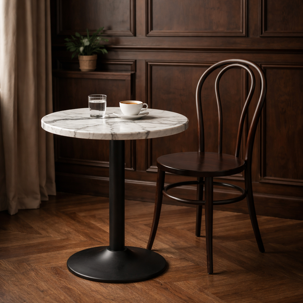 Carrara marmorlook bordskiva rund