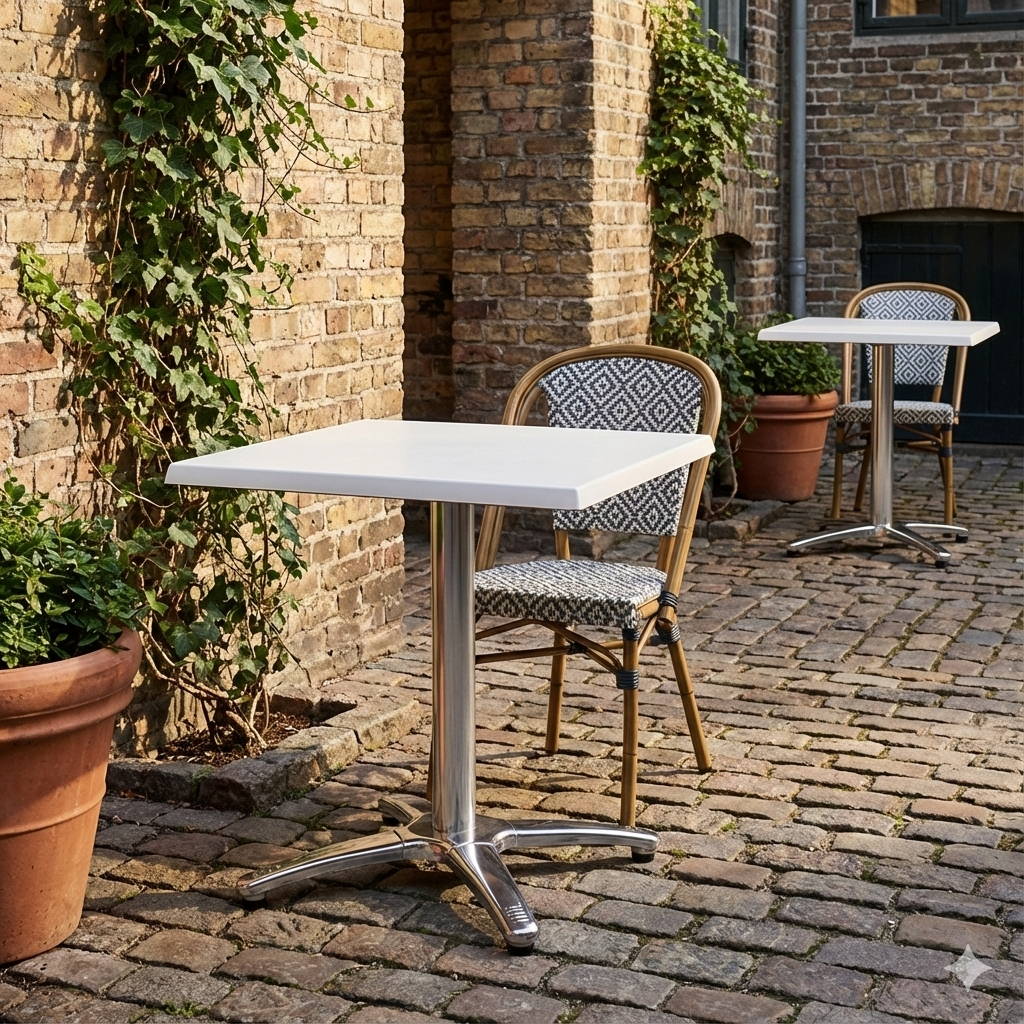 Vit fyrkantig bordskiva