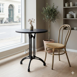 Svart bordskiva rund