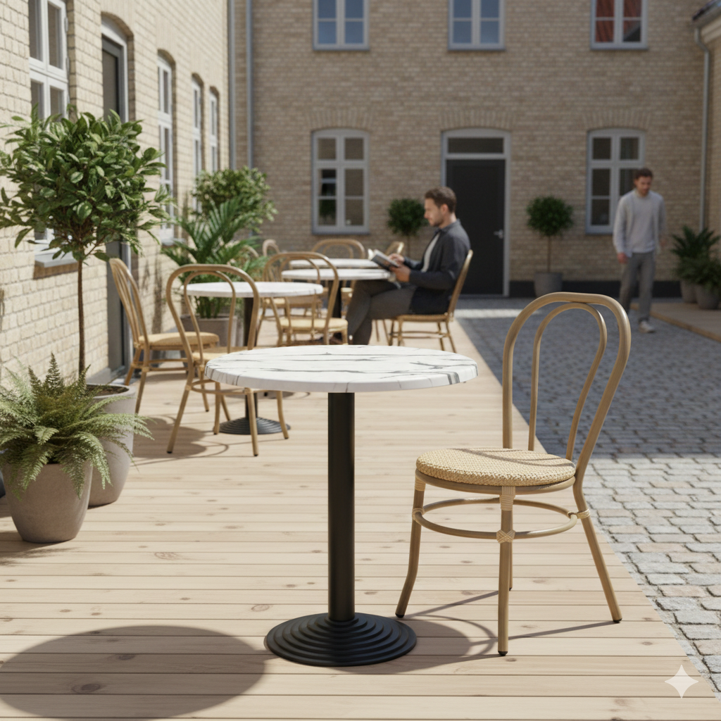 Carrara marmorlook bordskiva rund