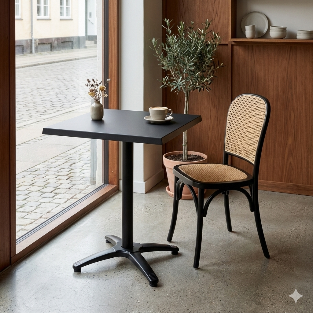 Svart bordskiva fyrkantig