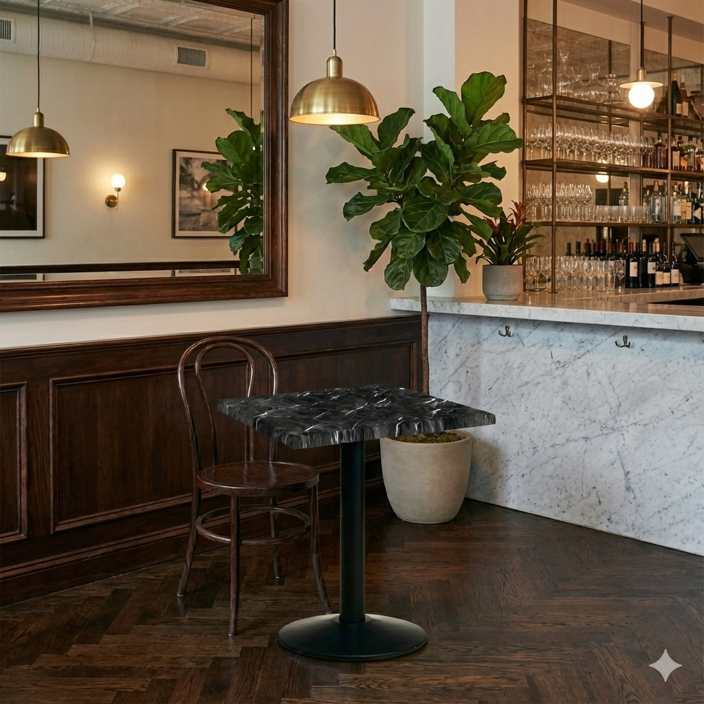 Teramo marmorlook bordskiva fyrkantig