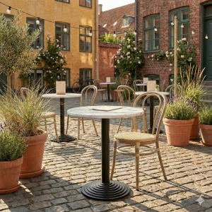 Carrara marmorlook bordskiva rund