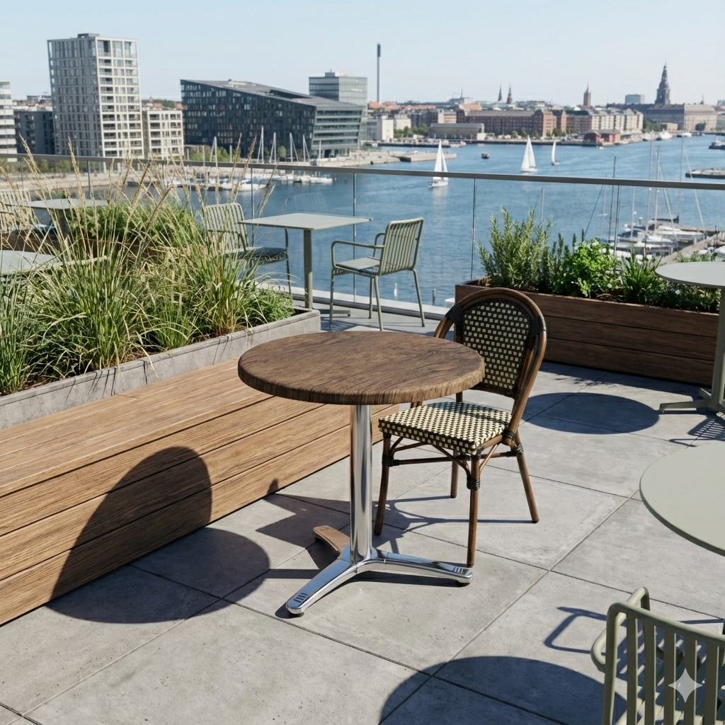 Mörk Ek bordskiva rund