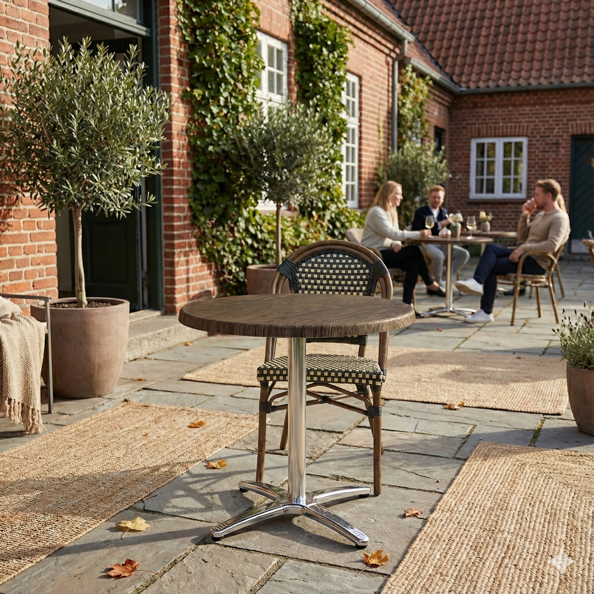 Mörk Ek bordskiva rund