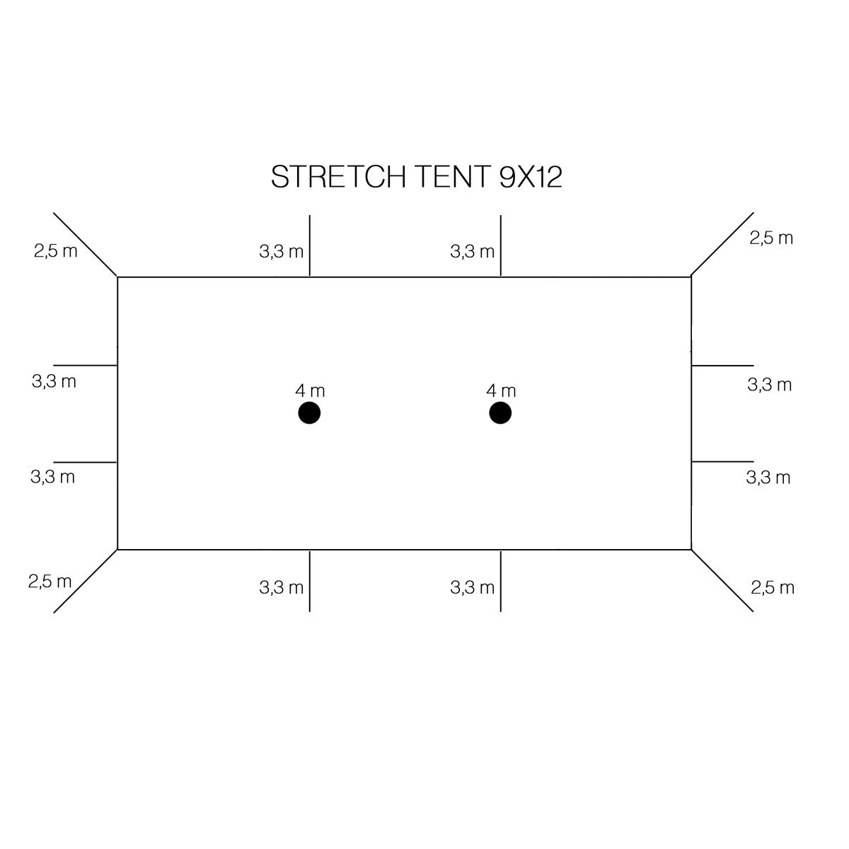 Stretch tent 9x12m - SAND - Komplet