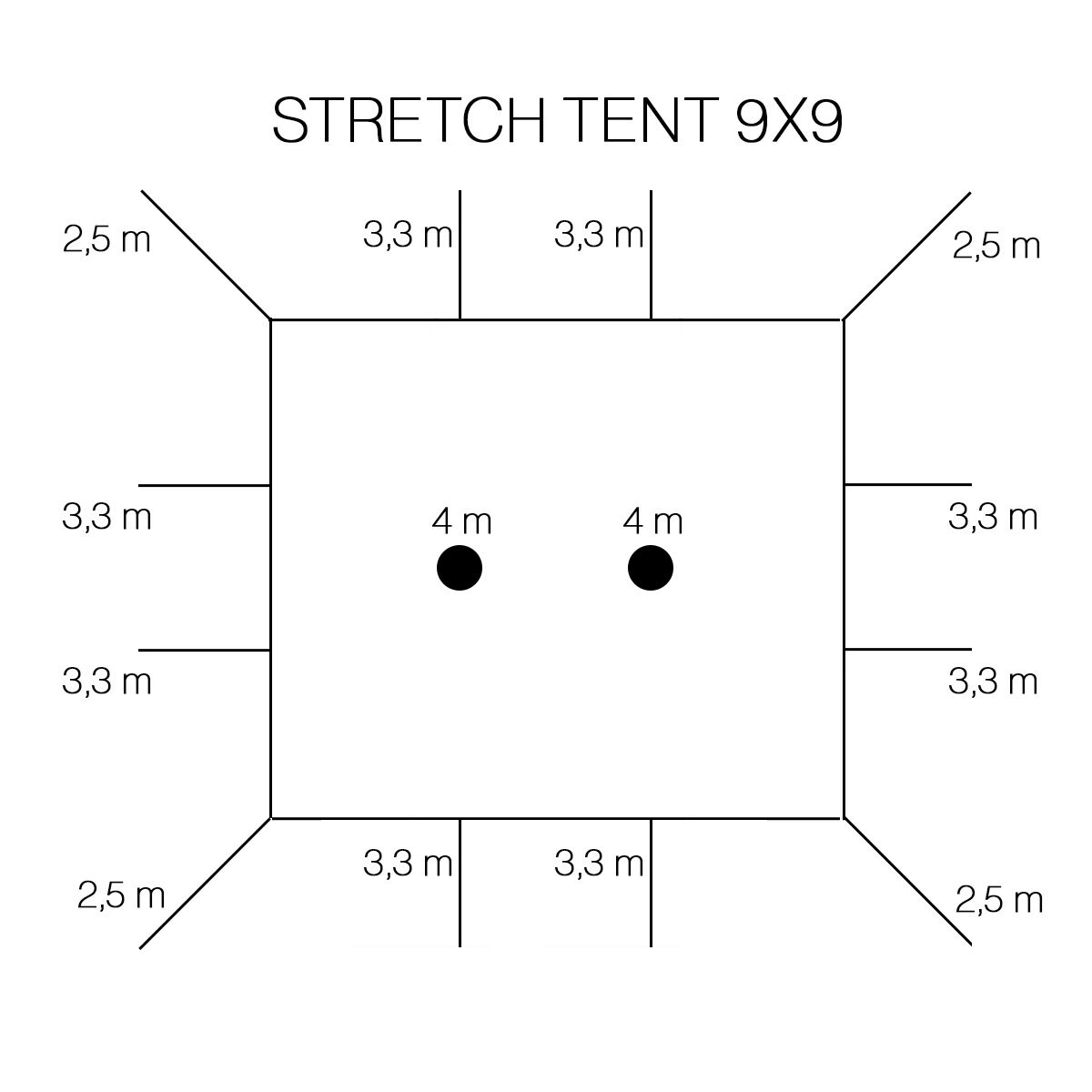 Stretch tent 9x9m - SAND - komplet