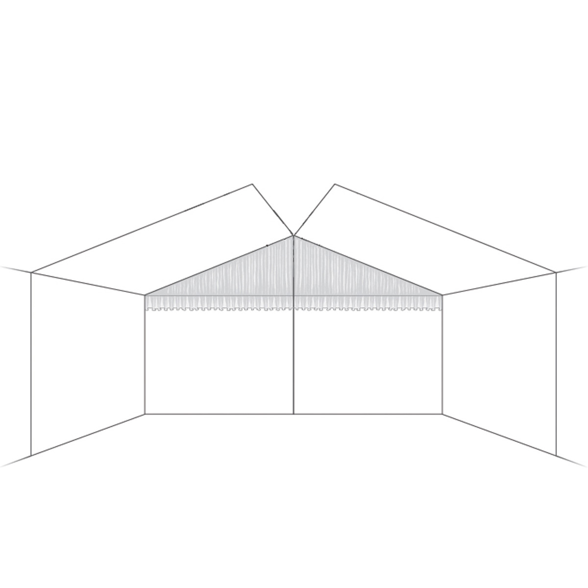 Gaveltriangel 6m - Utrullad inkl. volangkant
